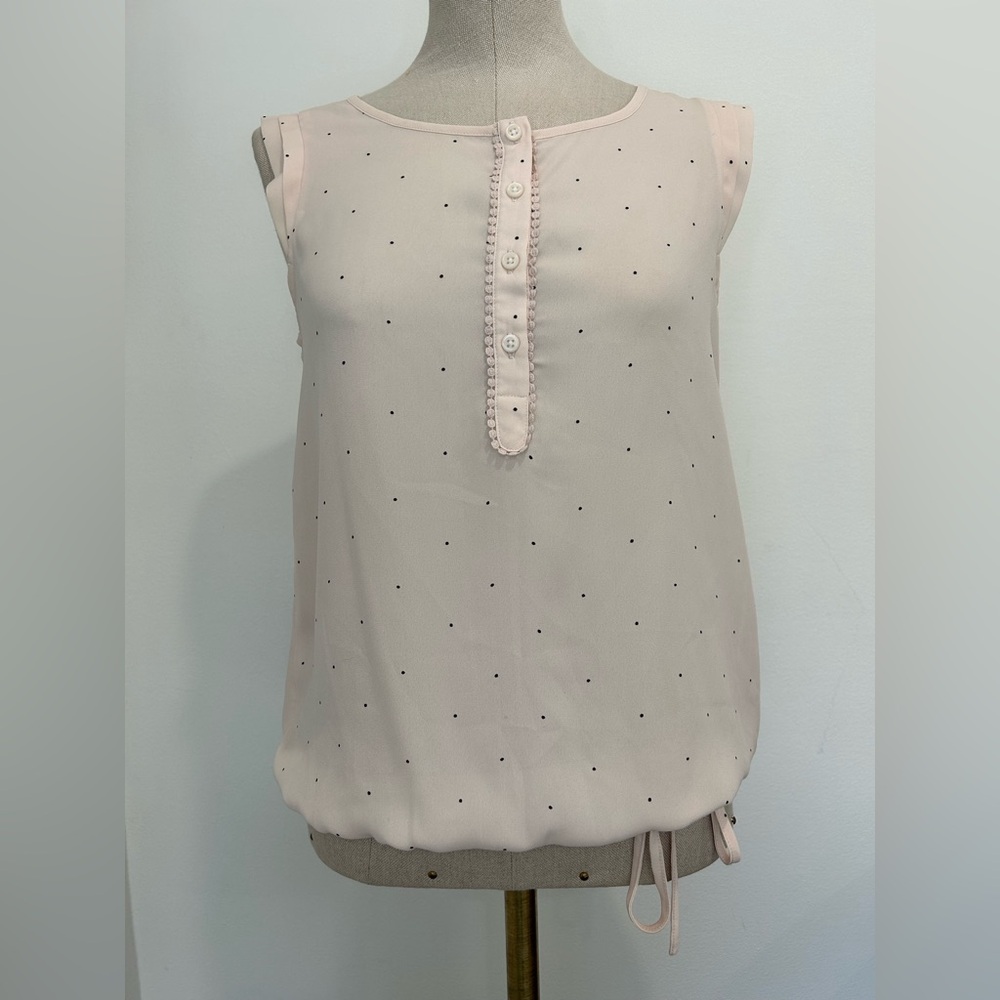 ANN TATLOR LOFT - Sleeveless Polka Dot Blouse Top Size XSP